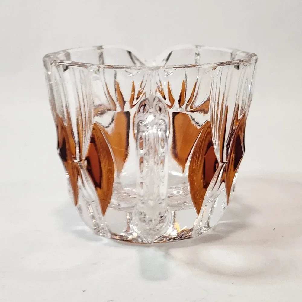 French‎ Cut Crystal Amber Diamonds Creamer Vintage
